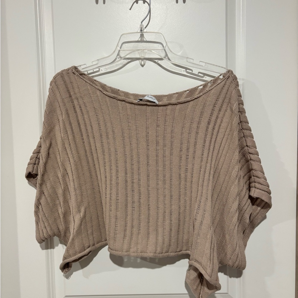 Emory Park Beige Ribbed Knit Top